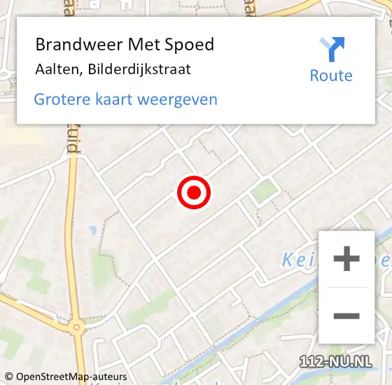 Locatie op kaart van de 112 melding: Brandweer Met Spoed Naar Aalten, Bilderdijkstraat op 28 januari 2018 01:12