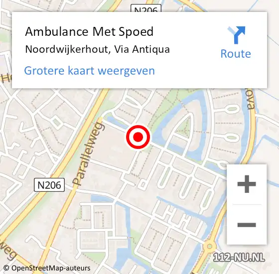 Locatie op kaart van de 112 melding: Ambulance Met Spoed Naar Noordwijkerhout, Via Antiqua op 28 januari 2018 01:20