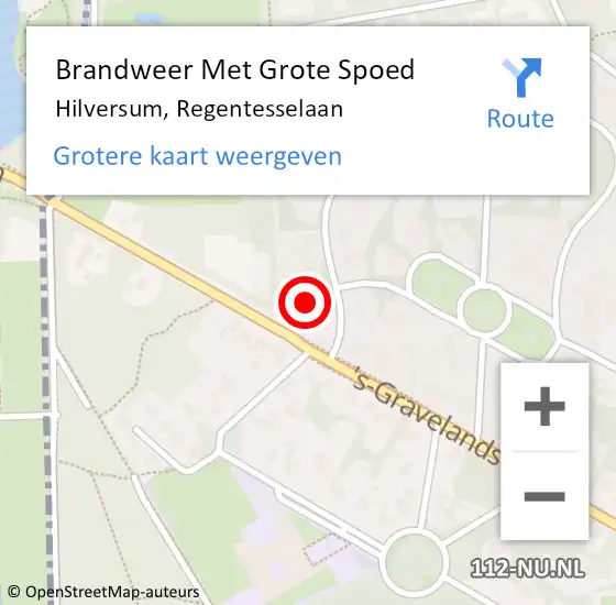 Locatie op kaart van de 112 melding: Brandweer Met Grote Spoed Naar Hilversum, Regentesselaan op 28 januari 2018 01:36