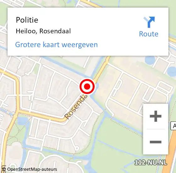 Locatie op kaart van de 112 melding: Politie Heiloo, Rosendaal op 28 januari 2018 01:52