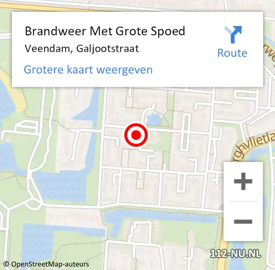 Locatie op kaart van de 112 melding: Brandweer Met Grote Spoed Naar Veendam, Galjootstraat op 28 januari 2018 01:55