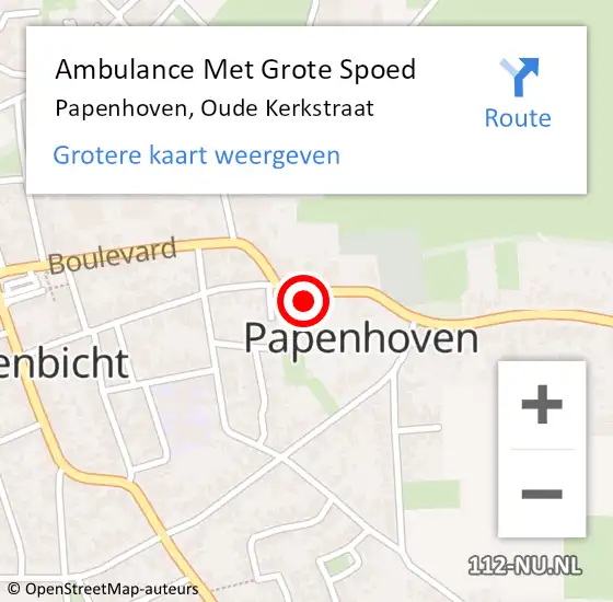 Locatie op kaart van de 112 melding: Ambulance Met Grote Spoed Naar Papenhoven, Oude Kerkstraat op 14 februari 2014 14:08