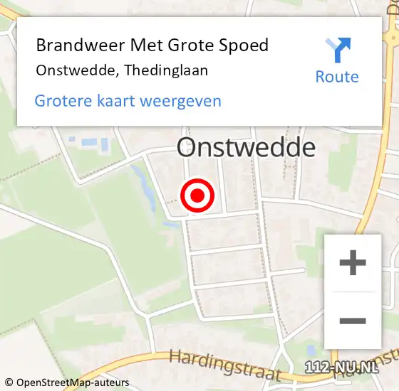 Locatie op kaart van de 112 melding: Brandweer Met Grote Spoed Naar Onstwedde, Thedinglaan op 14 februari 2014 14:11