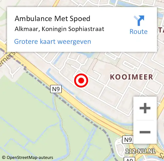 Locatie op kaart van de 112 melding: Ambulance Met Spoed Naar Alkmaar, Koningin Sophiastraat op 28 januari 2018 03:15