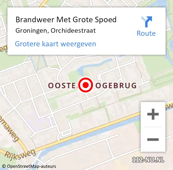 Locatie op kaart van de 112 melding: Brandweer Met Grote Spoed Naar Groningen, Orchideestraat op 28 januari 2018 03:47
