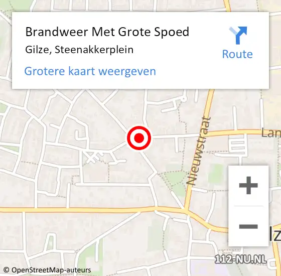 Locatie op kaart van de 112 melding: Brandweer Met Grote Spoed Naar Gilze, Steenakkerplein op 28 januari 2018 04:23