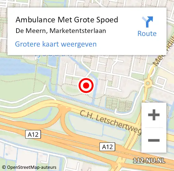 Locatie op kaart van de 112 melding: Ambulance Met Grote Spoed Naar De Meern, Marketentsterlaan op 28 januari 2018 05:14