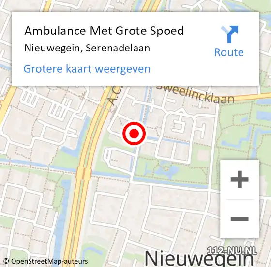 Locatie op kaart van de 112 melding: Ambulance Met Grote Spoed Naar Nieuwegein, Serenadelaan op 28 januari 2018 05:16