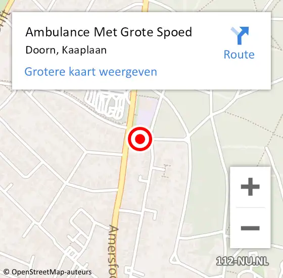 Locatie op kaart van de 112 melding: Ambulance Met Grote Spoed Naar Doorn, Kaaplaan op 28 januari 2018 06:09