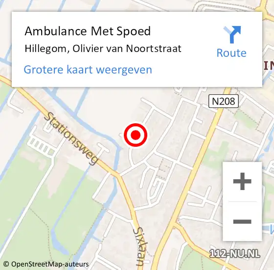 Locatie op kaart van de 112 melding: Ambulance Met Spoed Naar Hillegom, Olivier van Noortstraat op 28 januari 2018 07:13