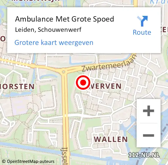 Locatie op kaart van de 112 melding: Ambulance Met Grote Spoed Naar Leiden, Schouwenwerf op 28 januari 2018 07:50