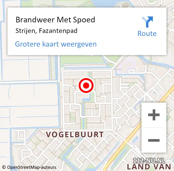 Locatie op kaart van de 112 melding: Brandweer Met Spoed Naar Strijen, Fazantenpad op 28 januari 2018 08:16