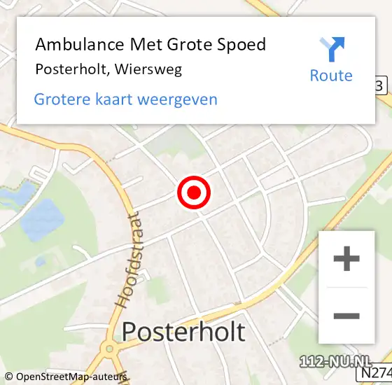 Locatie op kaart van de 112 melding: Ambulance Met Grote Spoed Naar Posterholt, Wiersweg op 28 januari 2018 09:22