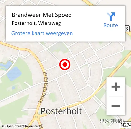 Locatie op kaart van de 112 melding: Brandweer Met Spoed Naar Posterholt, Wiersweg op 28 januari 2018 09:25