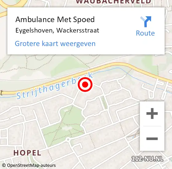 Locatie op kaart van de 112 melding: Ambulance Met Spoed Naar Eygelshoven, Wackersstraat op 14 februari 2014 14:28
