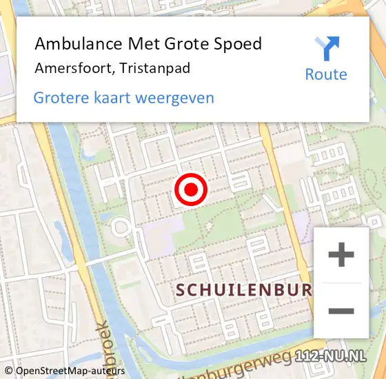 Locatie op kaart van de 112 melding: Ambulance Met Grote Spoed Naar Amersfoort, Tristanpad op 28 januari 2018 10:25