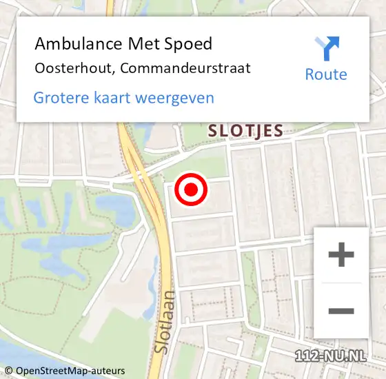 Locatie op kaart van de 112 melding: Ambulance Met Spoed Naar Oosterhout, Commandeurstraat op 28 januari 2018 10:35