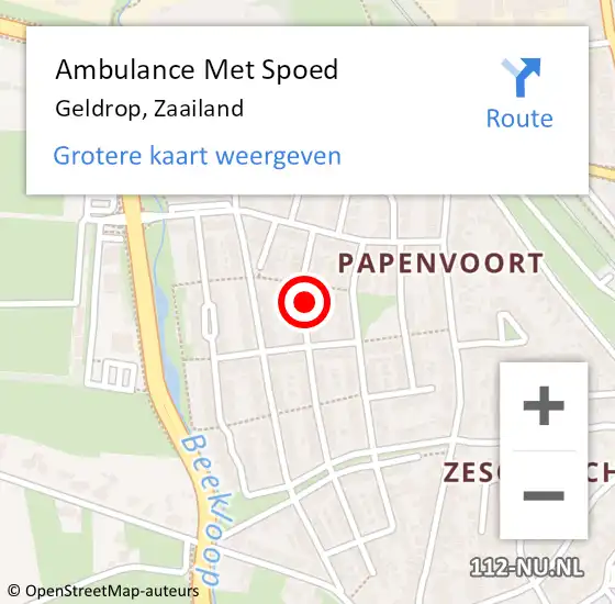 Locatie op kaart van de 112 melding: Ambulance Met Spoed Naar Geldrop, Zaailand op 28 januari 2018 11:12