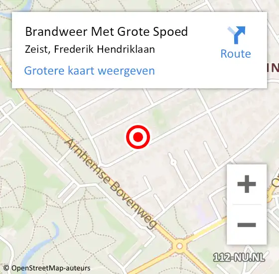 Locatie op kaart van de 112 melding: Brandweer Met Grote Spoed Naar Zeist, Frederik Hendriklaan op 28 januari 2018 11:25