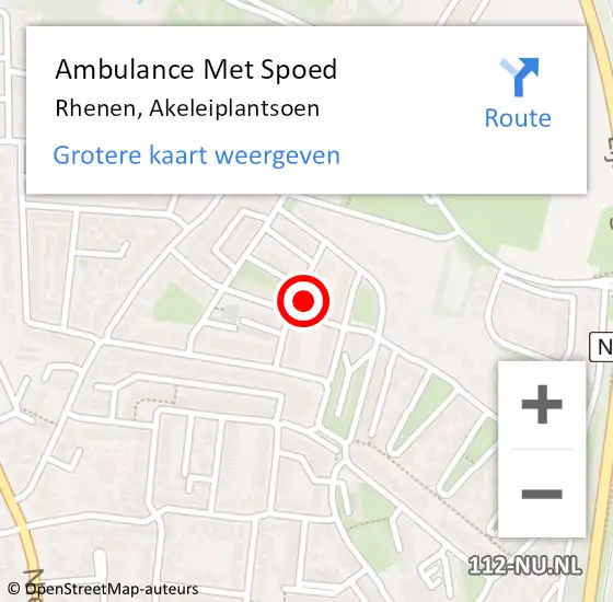 Locatie op kaart van de 112 melding: Ambulance Met Spoed Naar Rhenen, Akeleiplantsoen op 28 januari 2018 11:31