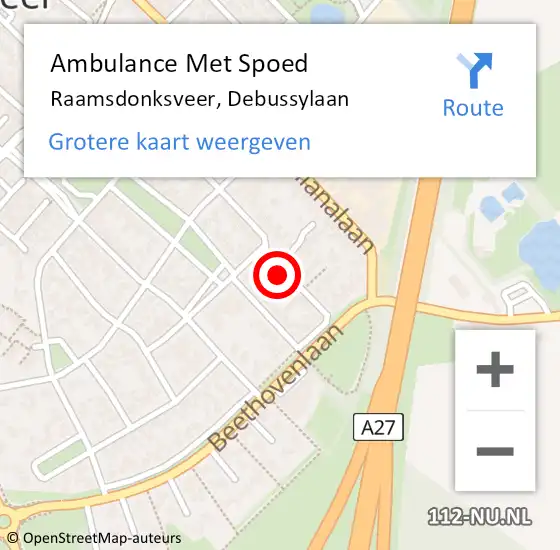 Locatie op kaart van de 112 melding: Ambulance Met Spoed Naar Raamsdonksveer, Debussylaan op 28 januari 2018 11:45