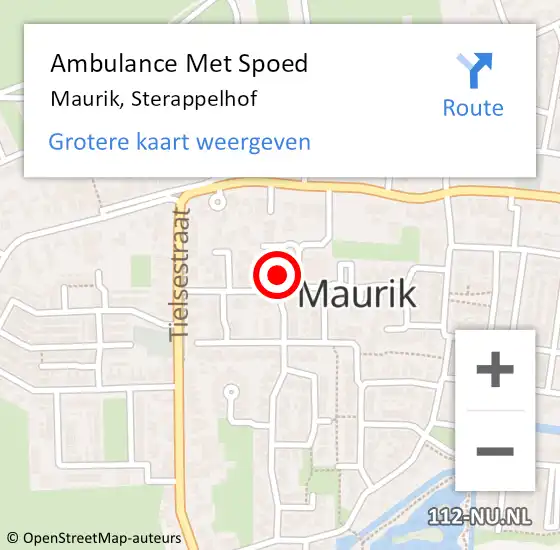 Locatie op kaart van de 112 melding: Ambulance Met Spoed Naar Maurik, Sterappelhof op 28 januari 2018 11:59