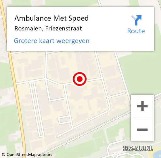 Locatie op kaart van de 112 melding: Ambulance Met Spoed Naar Rosmalen, Friezenstraat op 28 januari 2018 12:12