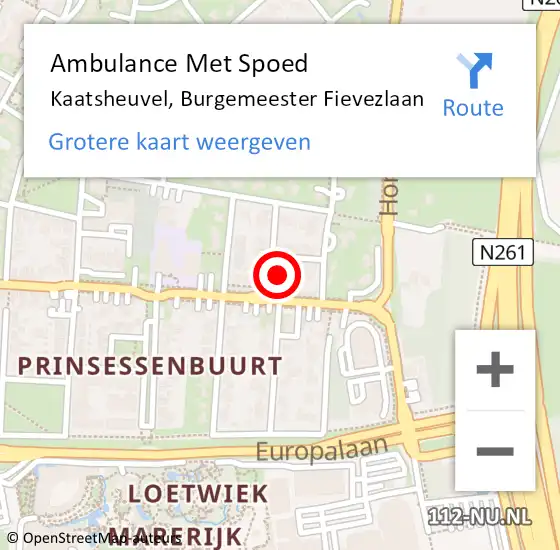 Locatie op kaart van de 112 melding: Ambulance Met Spoed Naar Kaatsheuvel, Burgemeester Fievezlaan op 28 januari 2018 12:30