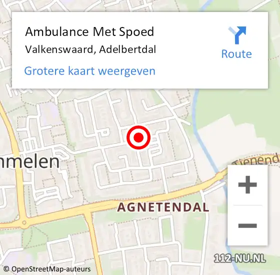 Locatie op kaart van de 112 melding: Ambulance Met Spoed Naar Valkenswaard, Adelbertdal op 28 januari 2018 12:43