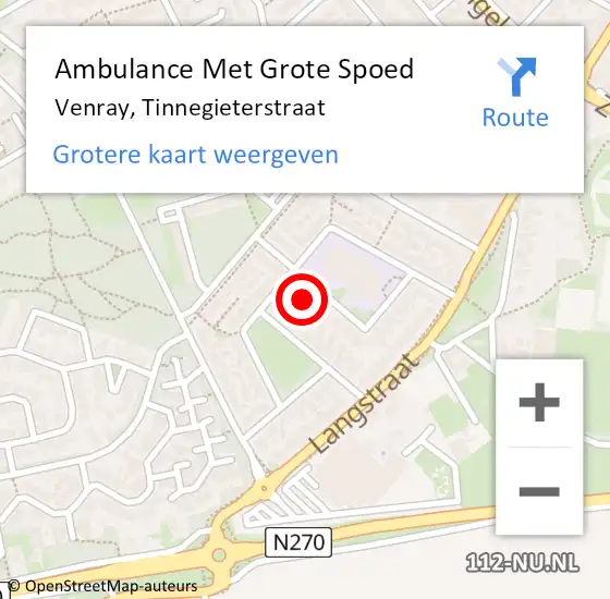 Locatie op kaart van de 112 melding: Ambulance Met Grote Spoed Naar Venray, Tinnegieterstraat op 14 februari 2014 14:40