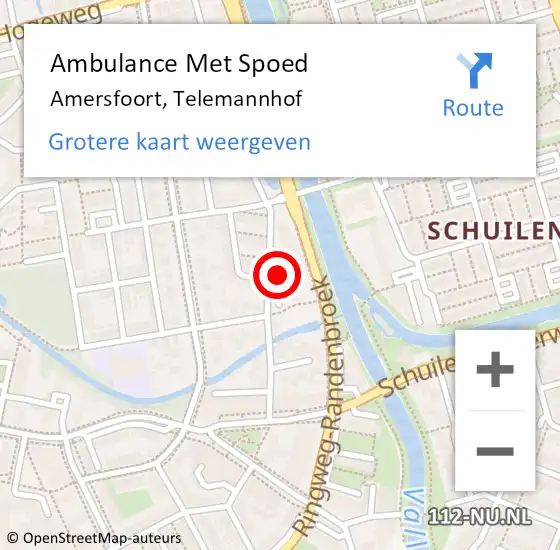 Locatie op kaart van de 112 melding: Ambulance Met Spoed Naar Amersfoort, Telemannhof op 28 januari 2018 13:48