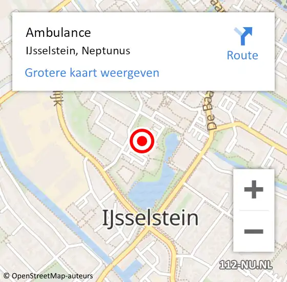 Locatie op kaart van de 112 melding: Ambulance IJsselstein, Neptunus op 28 januari 2018 14:11