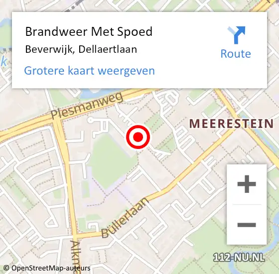 Locatie op kaart van de 112 melding: Brandweer Met Spoed Naar Beverwijk, Dellaertlaan op 28 januari 2018 14:20
