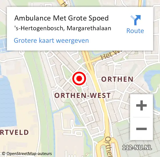 Locatie op kaart van de 112 melding: Ambulance Met Grote Spoed Naar 's-Hertogenbosch, Margarethalaan op 28 januari 2018 14:49