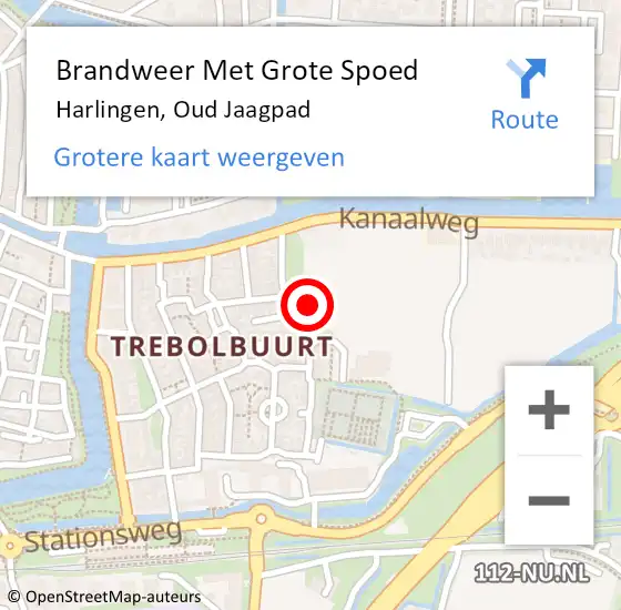 Locatie op kaart van de 112 melding: Brandweer Met Grote Spoed Naar Harlingen, Oud Jaagpad op 28 januari 2018 15:52