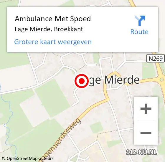 Locatie op kaart van de 112 melding: Ambulance Met Spoed Naar Lage Mierde, Broekkant op 28 januari 2018 15:53