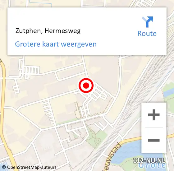 Locatie op kaart van de 112 melding:  Zutphen, Hermesweg op 28 januari 2018 16:04