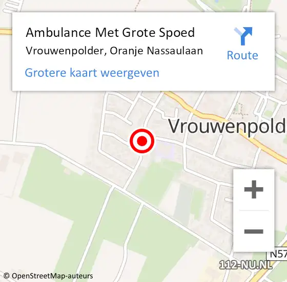 Locatie op kaart van de 112 melding: Ambulance Met Grote Spoed Naar Vrouwenpolder, Oranje Nassaulaan op 28 januari 2018 16:05