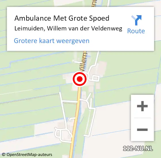 Locatie op kaart van de 112 melding: Ambulance Met Grote Spoed Naar Leimuiden, Willem van der Veldenweg op 28 januari 2018 16:24