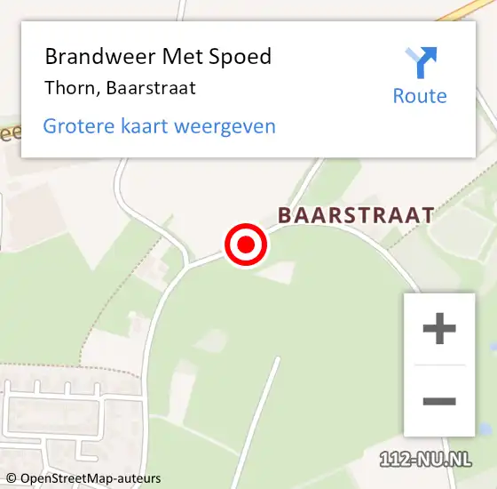 Locatie op kaart van de 112 melding: Brandweer Met Spoed Naar Thorn, Baarstraat op 28 januari 2018 16:42