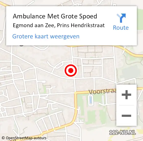 Locatie op kaart van de 112 melding: Ambulance Met Grote Spoed Naar Egmond aan Zee, Prins Hendrikstraat op 28 januari 2018 16:59