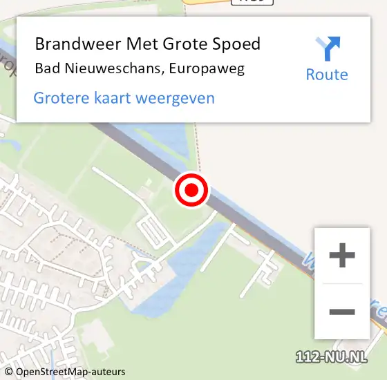 Locatie op kaart van de 112 melding: Brandweer Met Grote Spoed Naar Bad Nieuweschans, Europaweg op 14 februari 2014 14:56