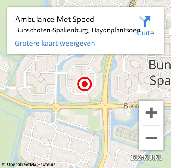 Locatie op kaart van de 112 melding: Ambulance Met Spoed Naar Bunschoten-Spakenburg, Haydnplantsoen op 28 januari 2018 17:23