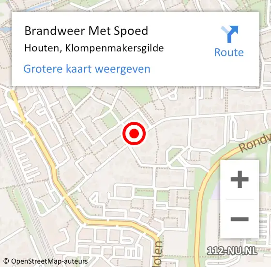 Locatie op kaart van de 112 melding: Brandweer Met Spoed Naar Houten, Klompenmakersgilde op 28 januari 2018 17:30