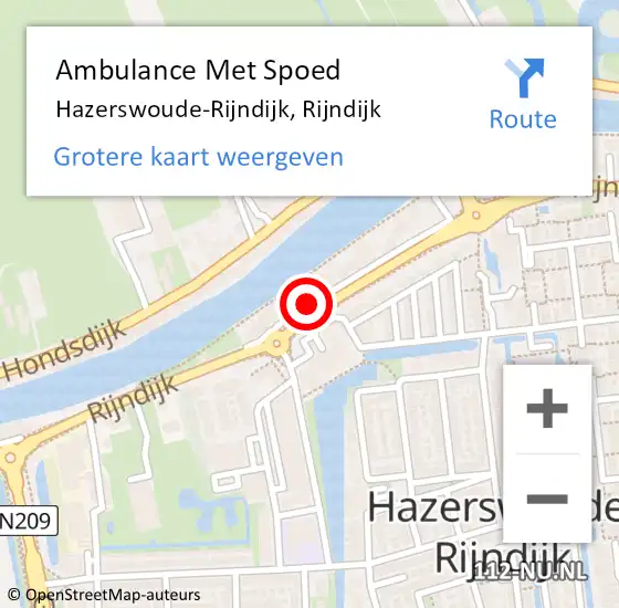 Locatie op kaart van de 112 melding: Ambulance Met Spoed Naar Hazerswoude-Rijndijk, Rijndijk op 28 januari 2018 17:48