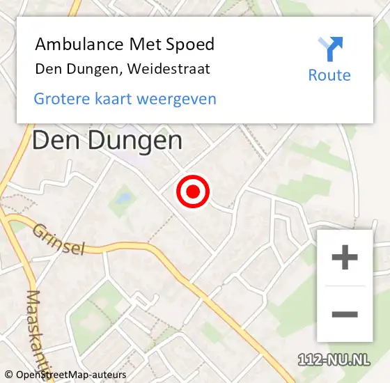 Locatie op kaart van de 112 melding: Ambulance Met Spoed Naar Den Dungen, Weidestraat op 28 januari 2018 17:53
