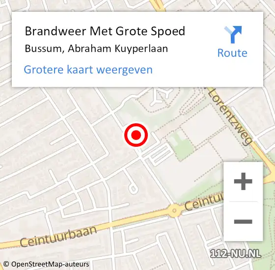 Locatie op kaart van de 112 melding: Brandweer Met Grote Spoed Naar Bussum, Abraham Kuyperlaan op 28 januari 2018 18:03