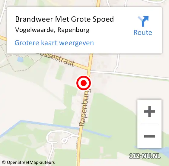 Locatie op kaart van de 112 melding: Brandweer Met Grote Spoed Naar Vogelwaarde, Rapenburg op 28 januari 2018 18:14