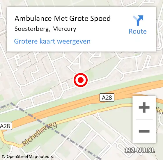 Locatie op kaart van de 112 melding: Ambulance Met Grote Spoed Naar Soesterberg, Mercury op 28 januari 2018 20:00