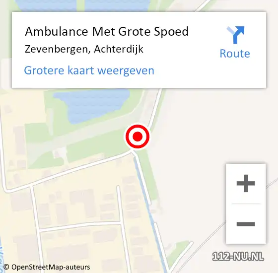 Locatie op kaart van de 112 melding: Ambulance Met Grote Spoed Naar Zevenbergen, Achterdijk op 28 januari 2018 20:28